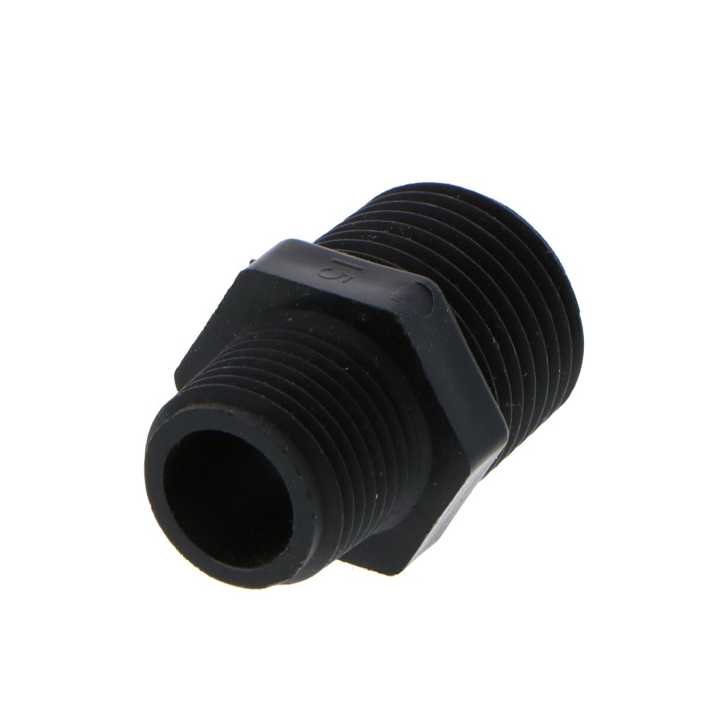 Nipple Hex - 1/2 x 3/8 MPT Black Polypropylene