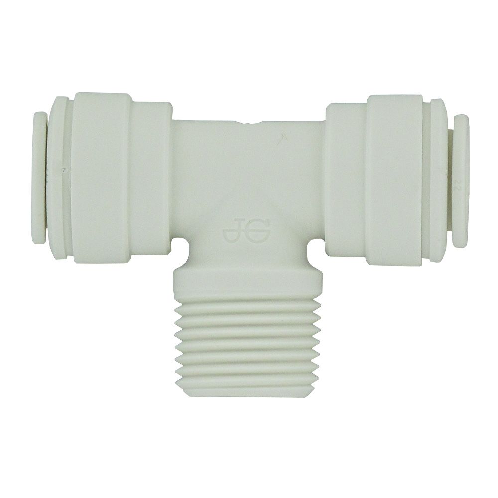 John Guest Fixed Tee Adapter Polypro - 3/8 x 3/8 x 3/8 MNPT Branch