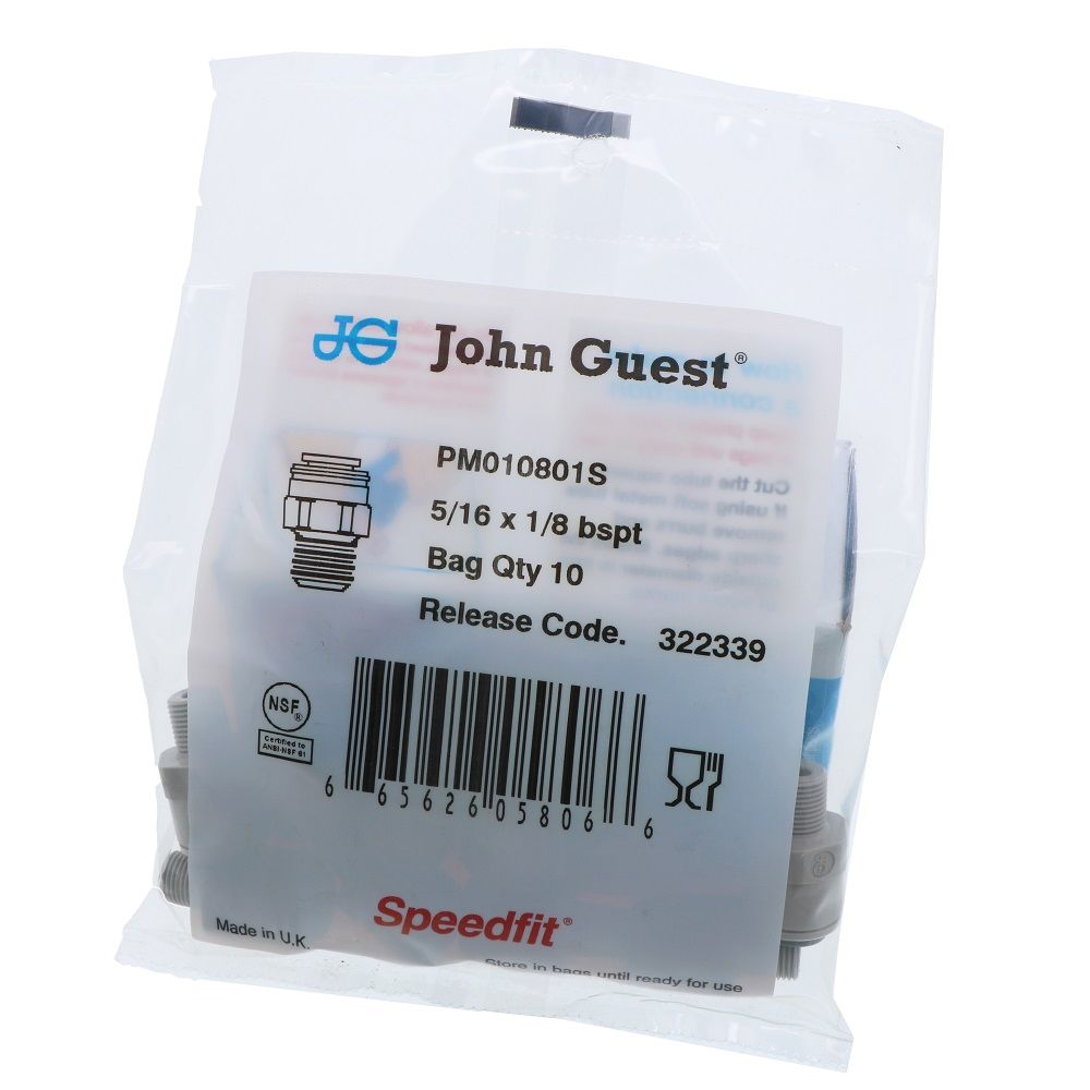 John Guest Male Connector BSPT - 5/16 x 1/8 BSPT