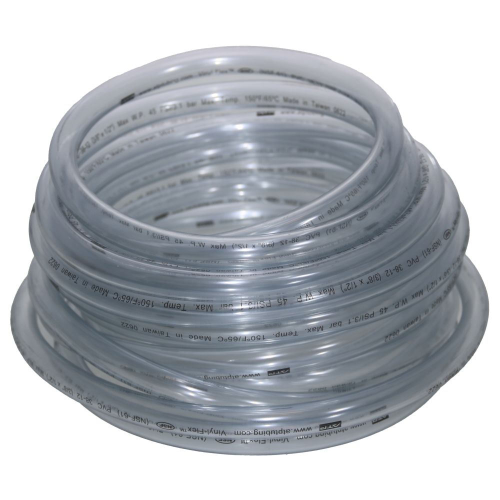 Clear Flexible PVC Tubing 3/8 ID x 1/2 OD
