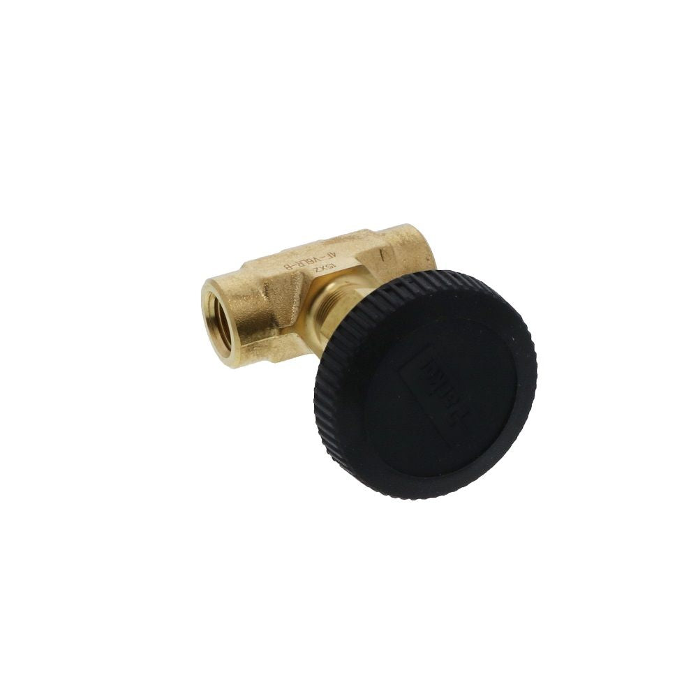Parker 4F-V6LR-B V6 Series Inline Brass Needle Valve 1/4 FPT Blunt Stem with Hand Wheel