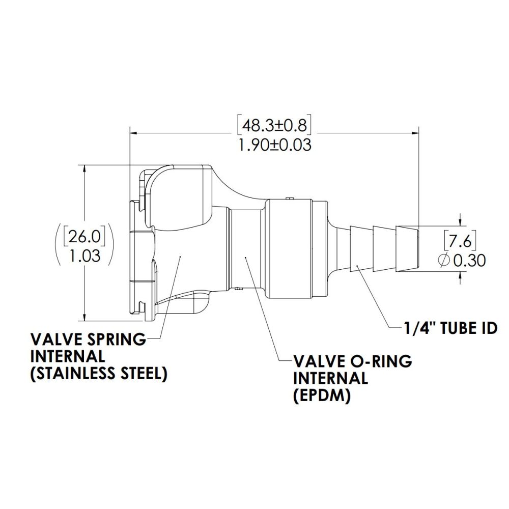 LinkTech 40PP InLine Socket, Valved, 1/4" HB