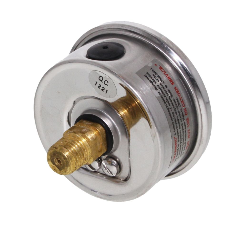 Water Pressure Gauge 100 PSI, 1/4" MPT, 2.5" Plastic Dial, Center Mount, SS Case