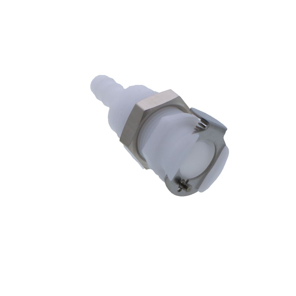 PLCD16004 Valved Panel Mount Hose Barb Coupling Body 1/4 ID Barb