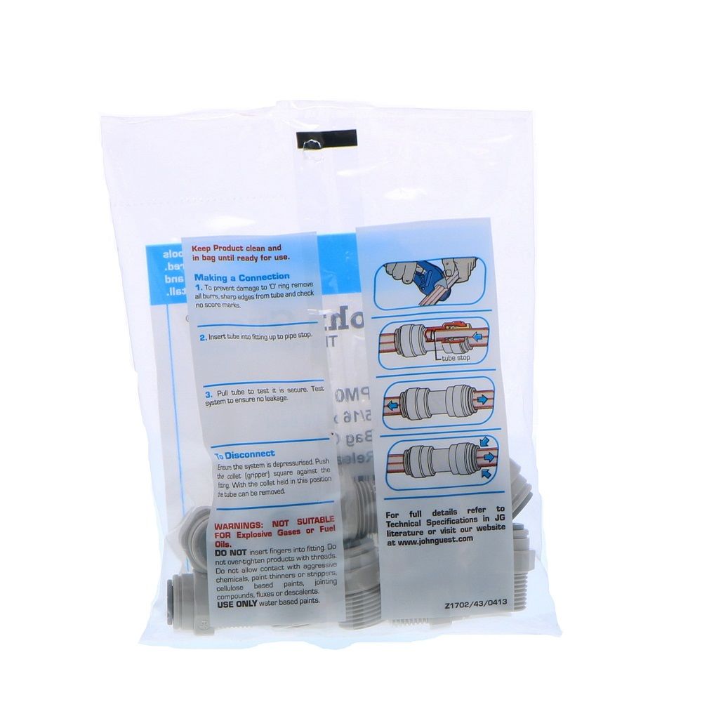 John Guest Male Connector BSPT - 5/16 x 3/8 BSPT