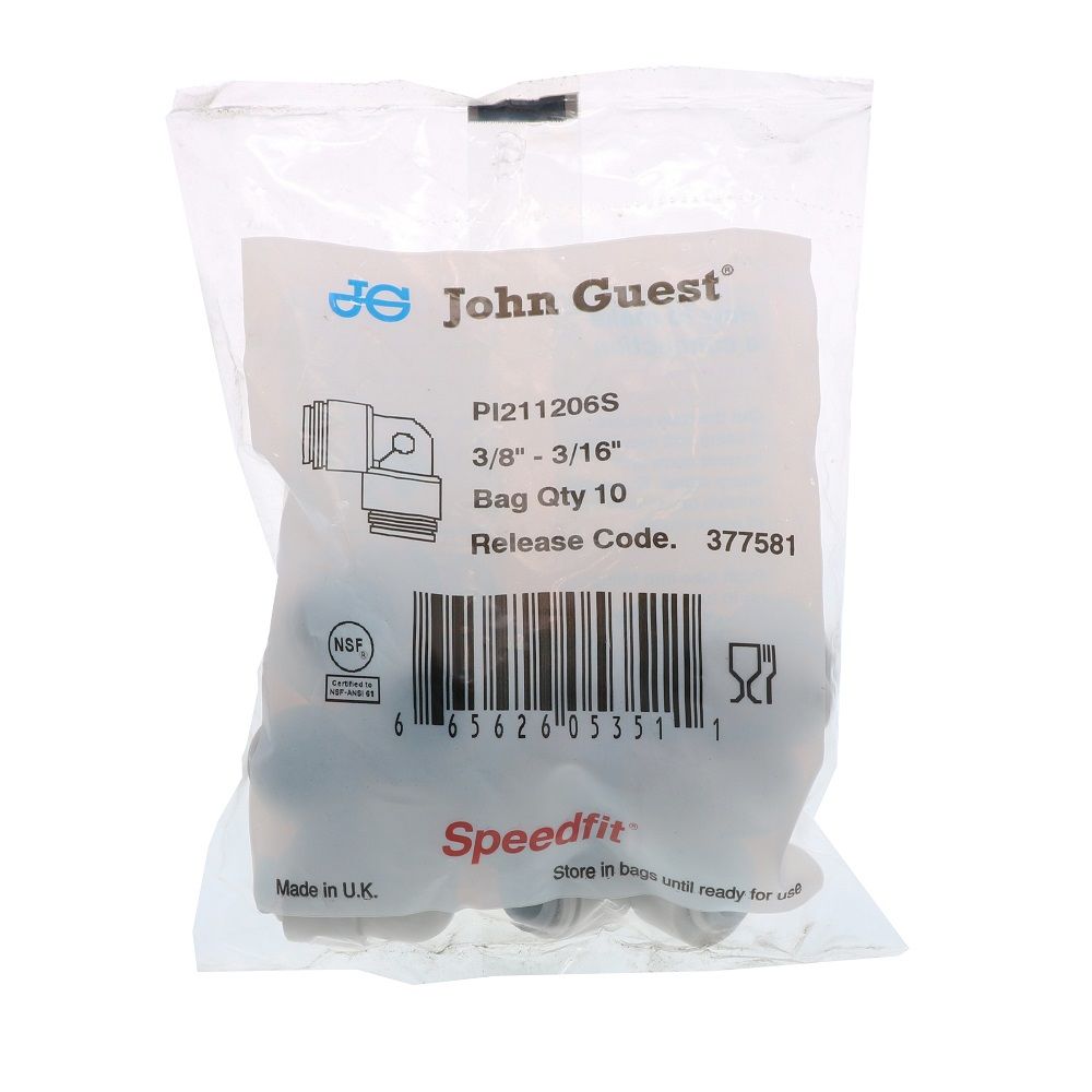 John Guest Reducing Elbow - 3/8 x 3/16