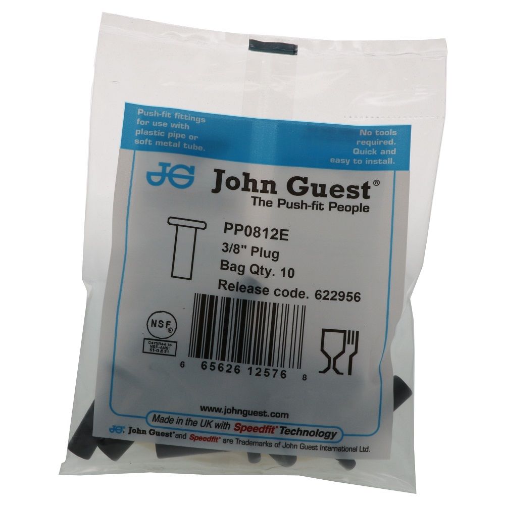 John Guest Plug Black Polypropylene - 3/8