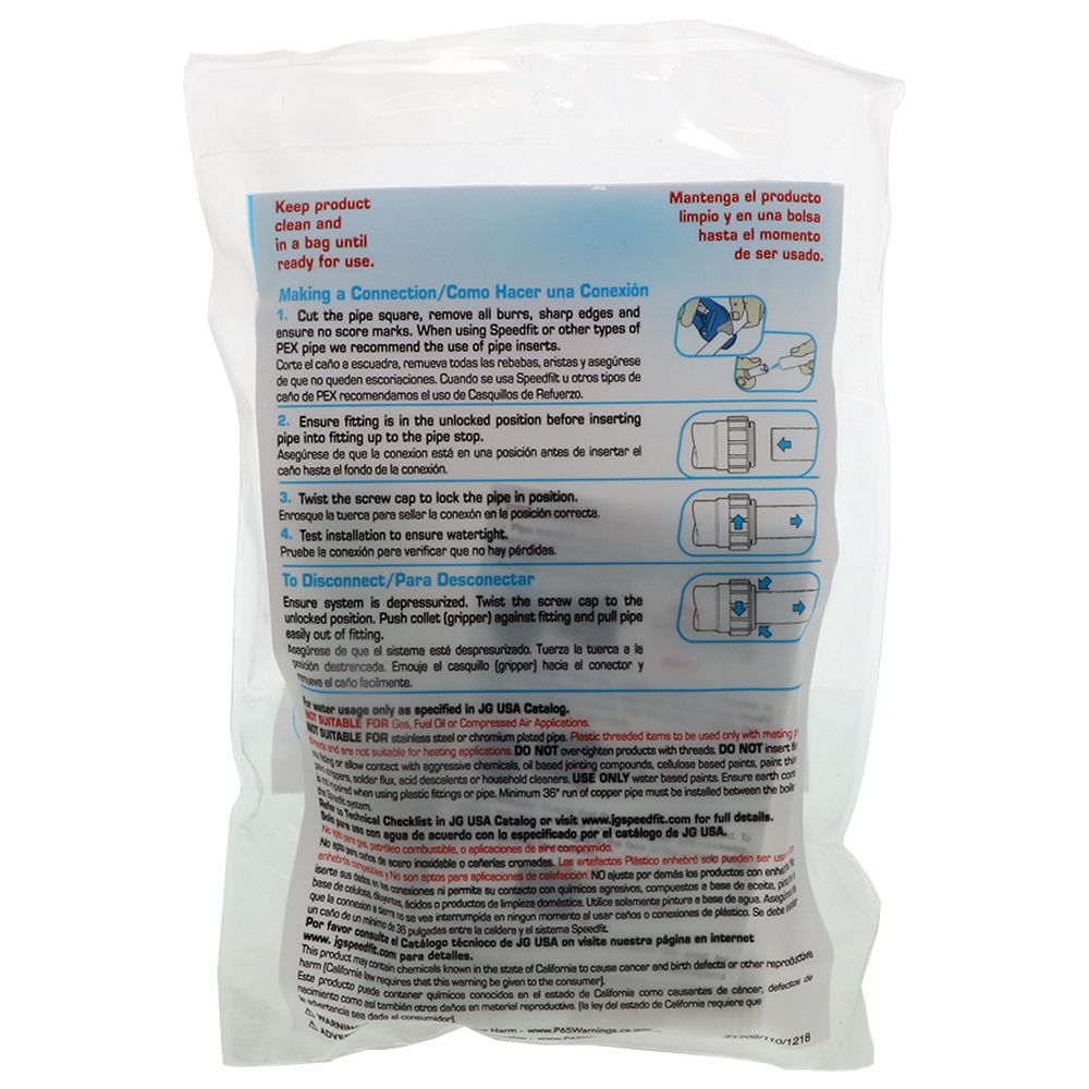 John Guest Male Connector PEX - 1/2 CTS x 3/4 NPT