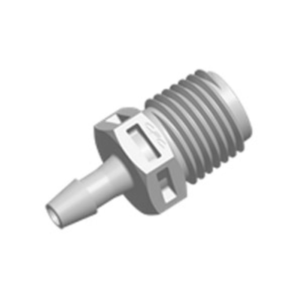 FitQuik Polypropylene Thread to Tube Straight Fitting - 1/4 NPT to 1/4 ID Barb