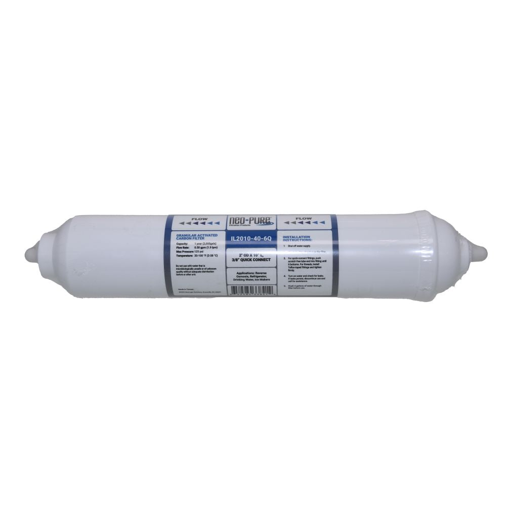 Neo-Pure Inline 2x10 10mic Postfilter GAC CTO 3/8" Quick-Connect