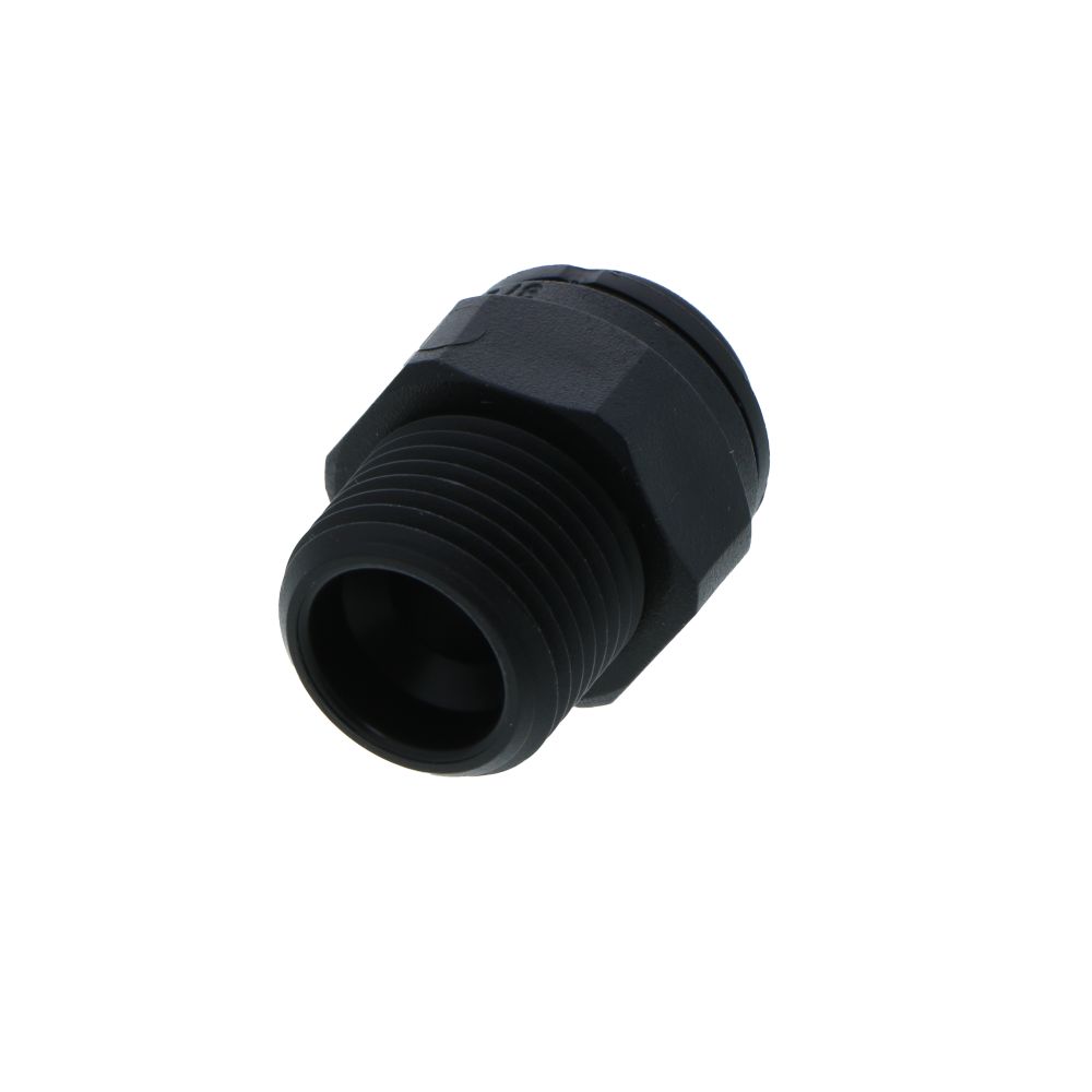 John Guest Male Connector NPTF Black Polypropylene - 3/8 x 3/8 NPTF