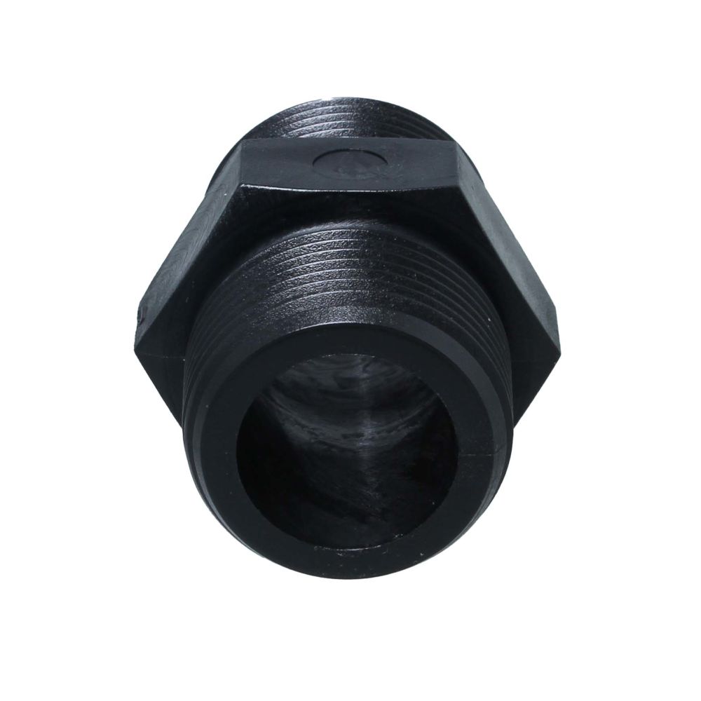 Nipple Hex - 1" x 1" MPT Black Polypropylene