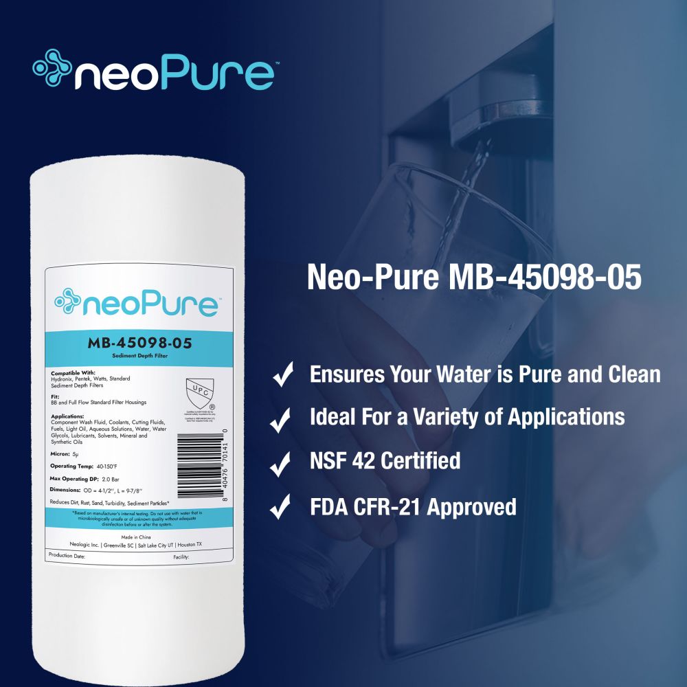 Neo-Pure 10" BB Graded Density Polypropylene Sediment Filter 50/5 mic