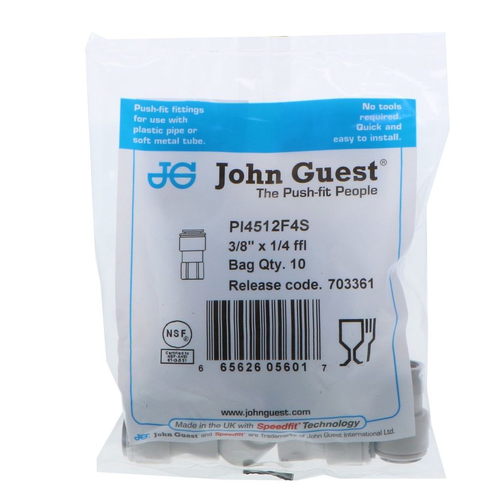John Guest Female Adapter Flare - 3/8 x 1/4 Flare