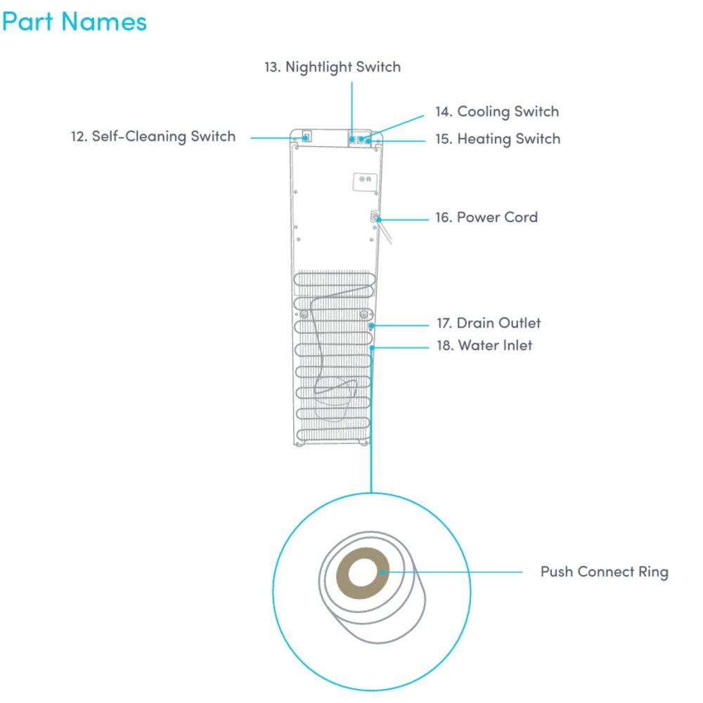Avalon Self Cleaning Bottleless Water Cooler Dispenser - Hot & Cold Water, Child Safety Lock, Innovative Slim Design - UL/Energy Star Approved- Black