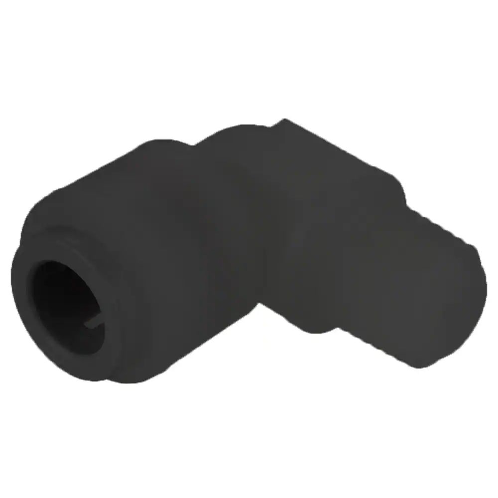 Black Kynar PVDF Male Elbow - 1/4 x 3/8 NPTF