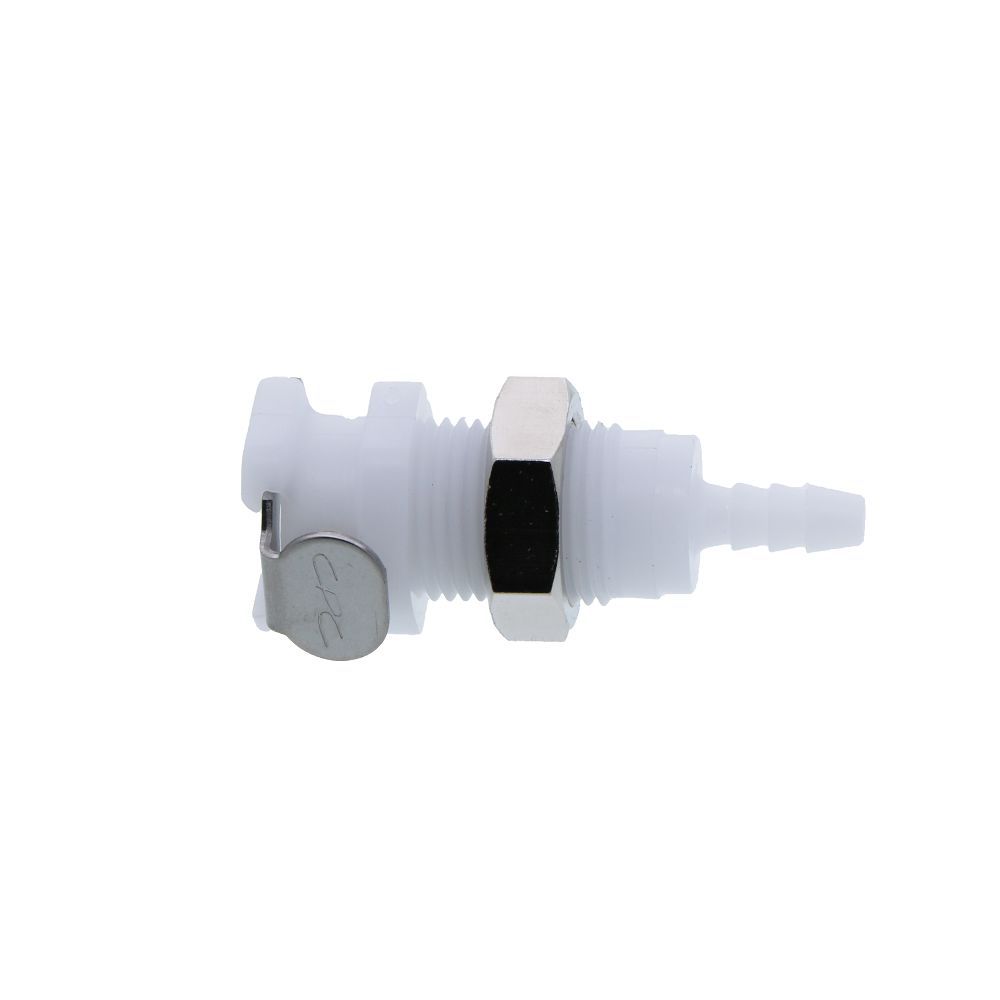 PMCD1602 Valved Panel Mount Hose Barb Coupling Body 1/8 ID Barb