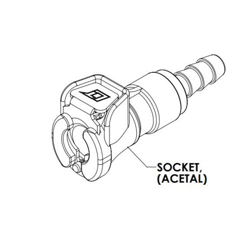 LinkTech 20AC IL Socket, Valved, 3/16" HB
