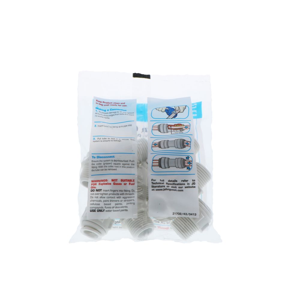 John Guest Male Connector NPTF Polypro - 1/2 x 1/2 NPTF