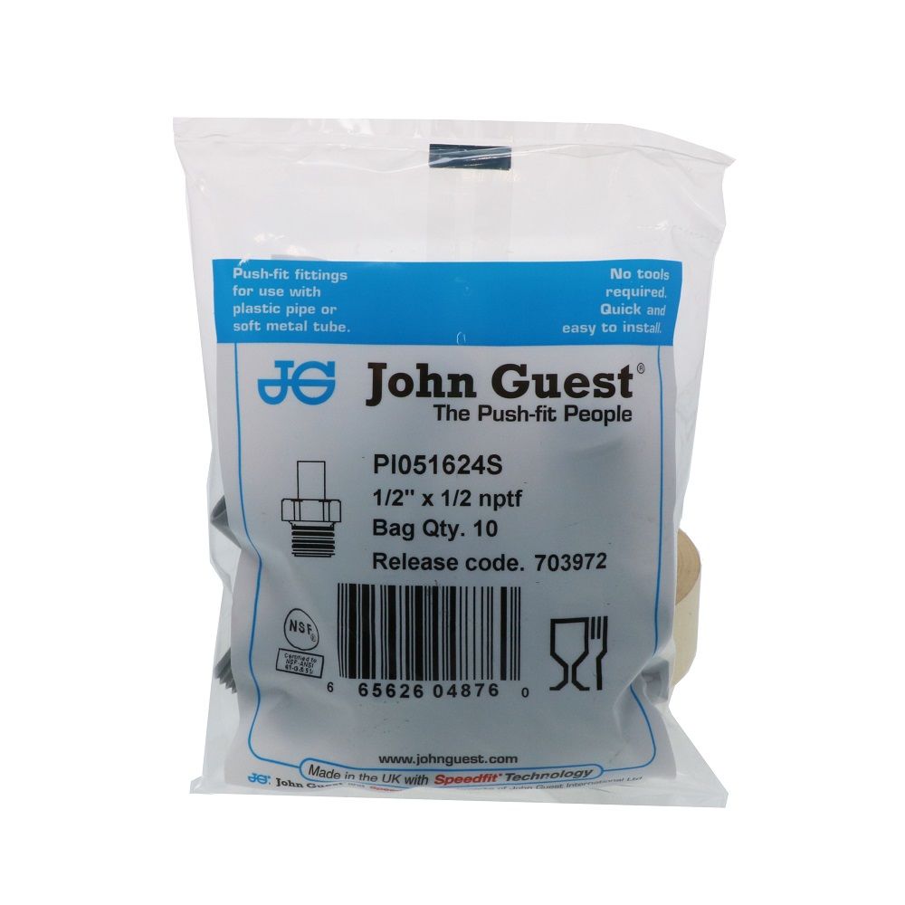 John Guest Stem Adapter NPTF - 1/2 x 1/2 NPTF