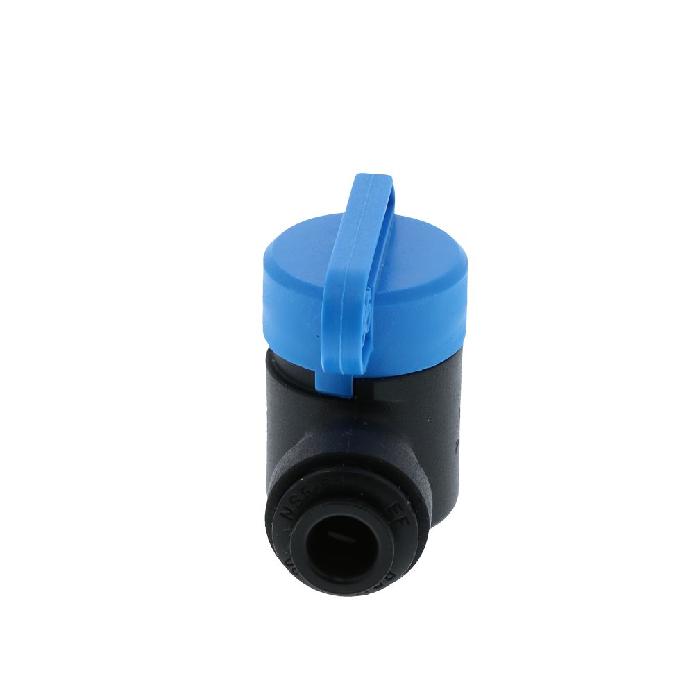 John Guest Shut-Off Valve Black Polypropylene - 1/4 Tube x 1/4 Tube