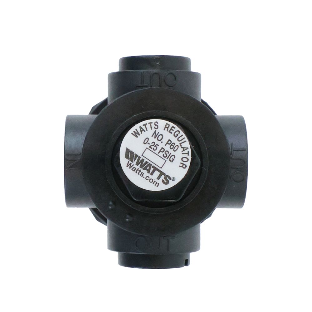 Watts P60 Series Miniature Plastic Water Pressure Regulator - 4 Way - 1/4" FNPT 0-25 psi