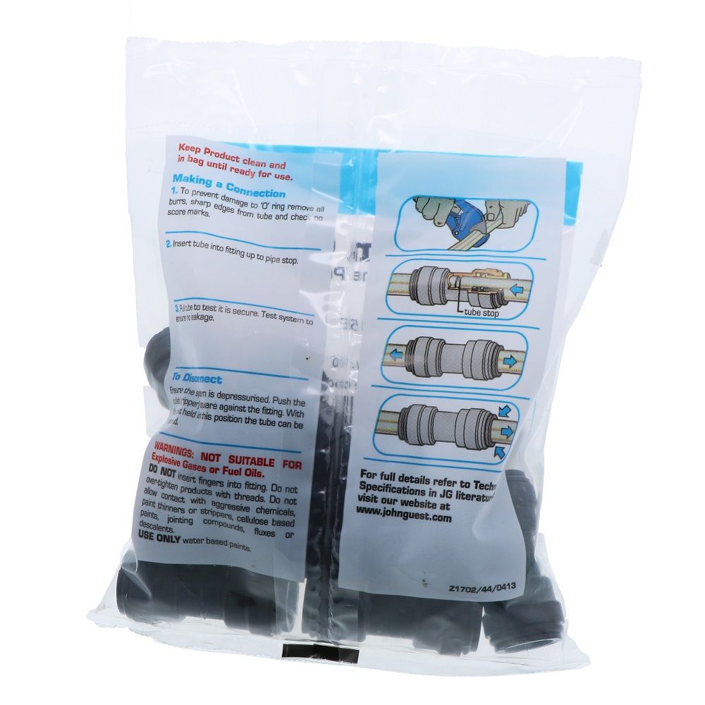 John Guest Union Connector BLACK ACETAL - 15mm