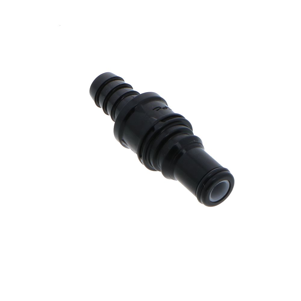 BACD22006MBLK Valved In-Line Hose Barb Coupling Insert Molded Black 3/8 ID Barb