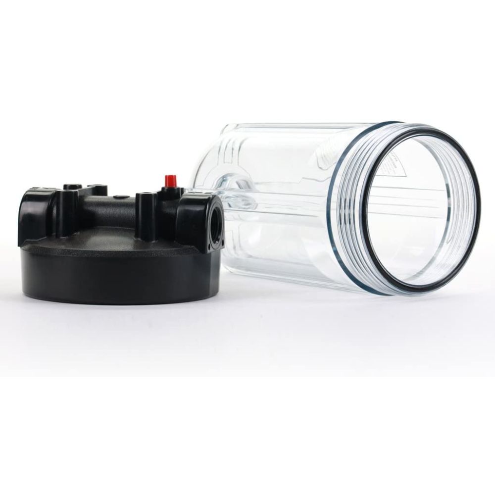 HF45-10CLBK10PR Water Filter Housing 10" - 1" Ports, Clear Body w/PR
