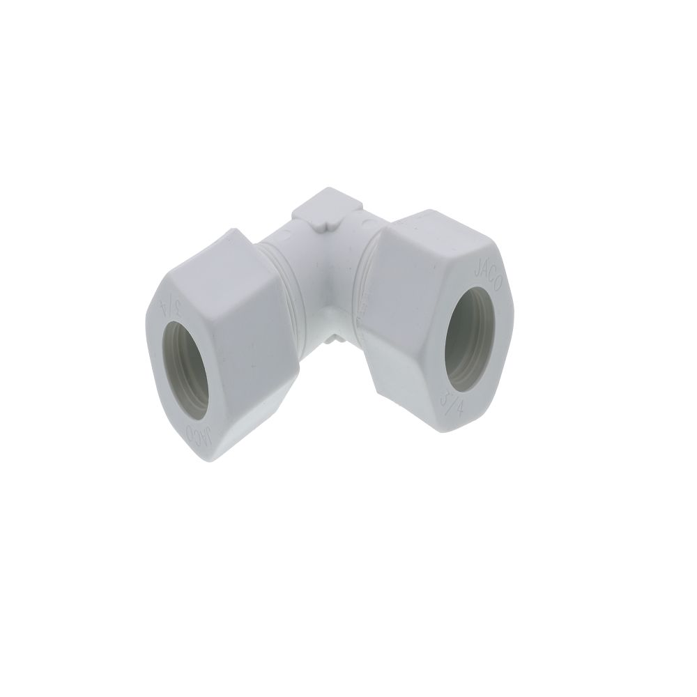 JACO 50-12-P-PG Polypropylene Union Elbow 3/4 OD Tube x 3/4 OD Tube