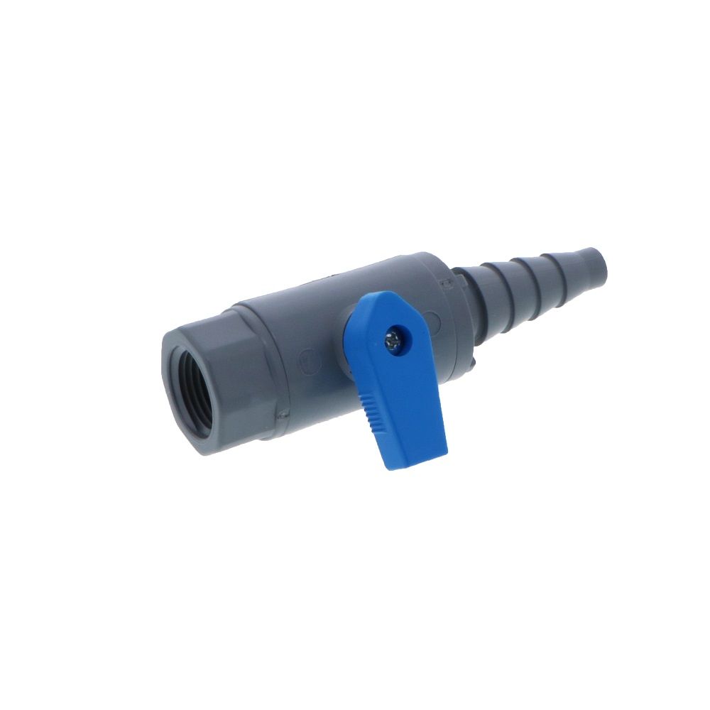 SMC Inline Ball Valve PVC FNPT/Barb - 3/8 to 5/8 Tapered Barb X 3/8 FNPT