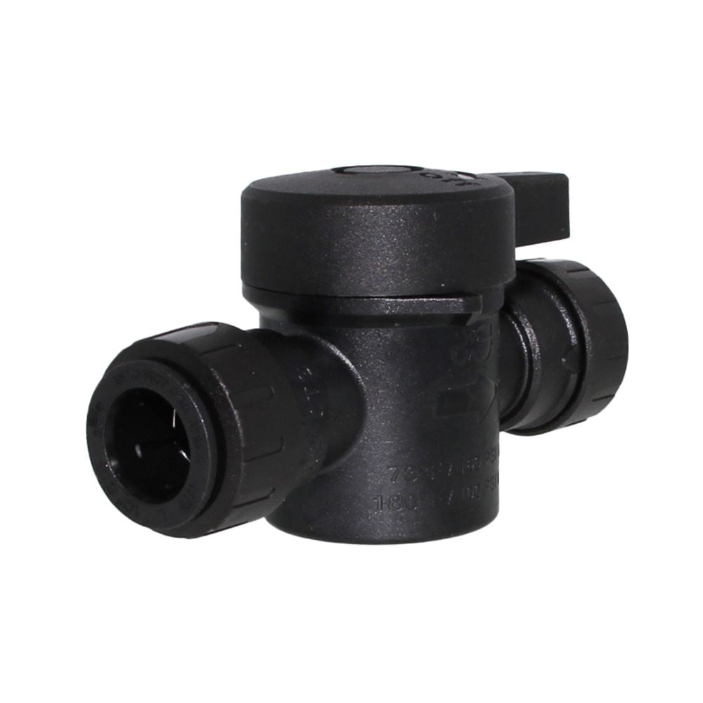 John Guest Two-Way Ball Valve: 1/2 in, Acetal, Straight, Push x Push