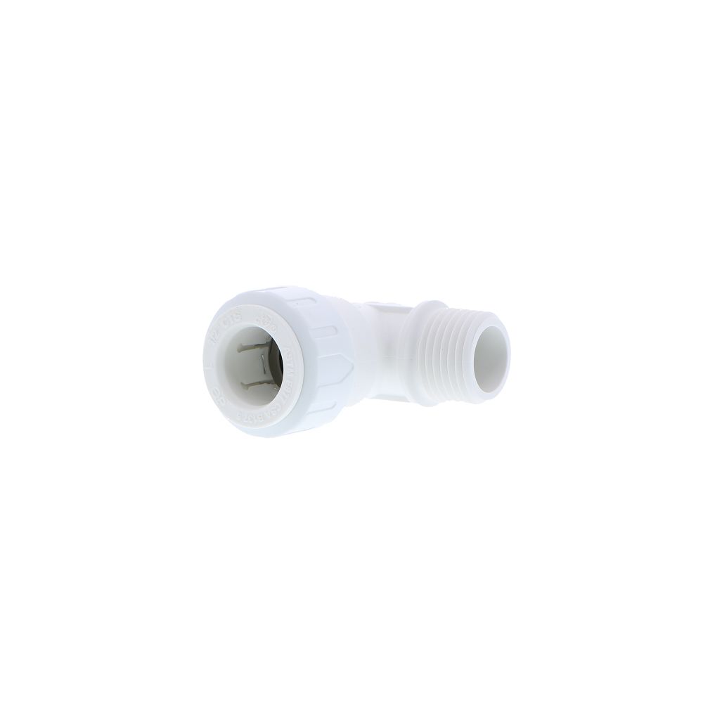 John Guest Male Fixed Elbow - 1/2 CTS x 1/2 NPT - White