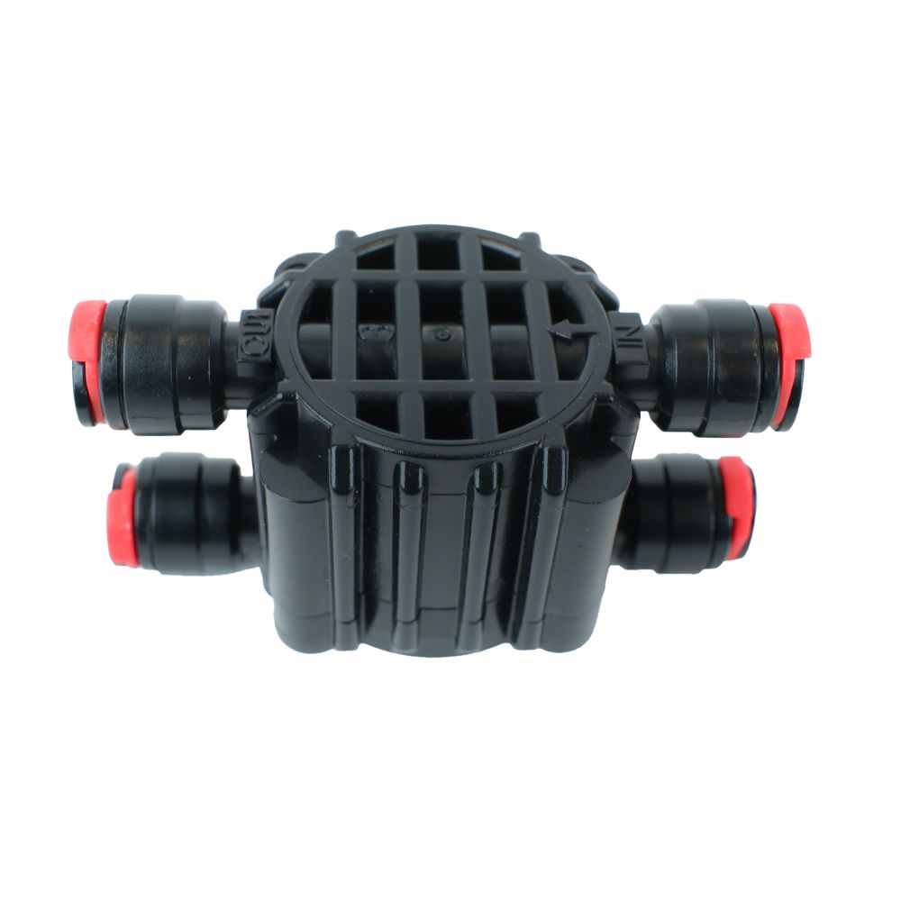 Automatic Shut Off Valve 4 Way 1/4 QC Locking Clips - Black