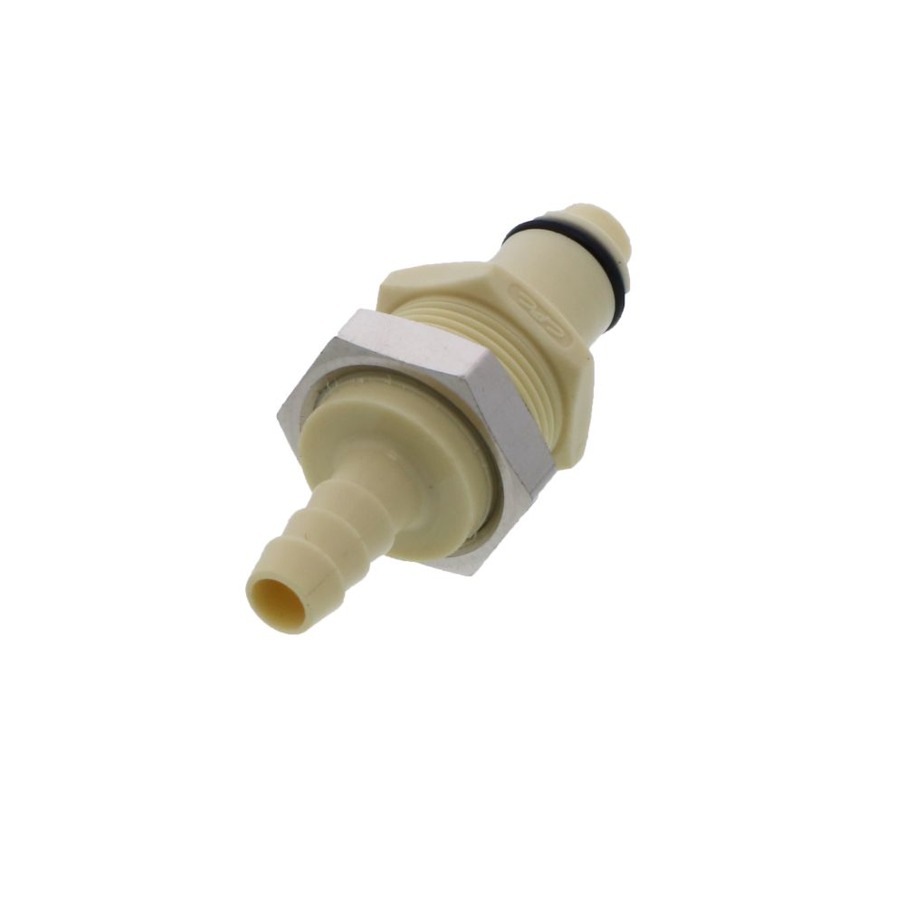 PLCD4200412 Valved Panel Mount Hose Barb Coupling Insert 1/4 ID Barb
