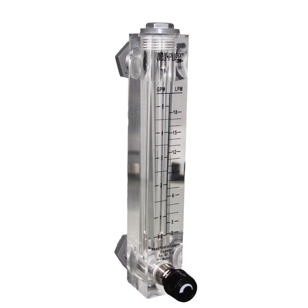 Neo-Pure Adjustable Panel Mount Flowmeter 0.5-5GPM 1/2" MNPT