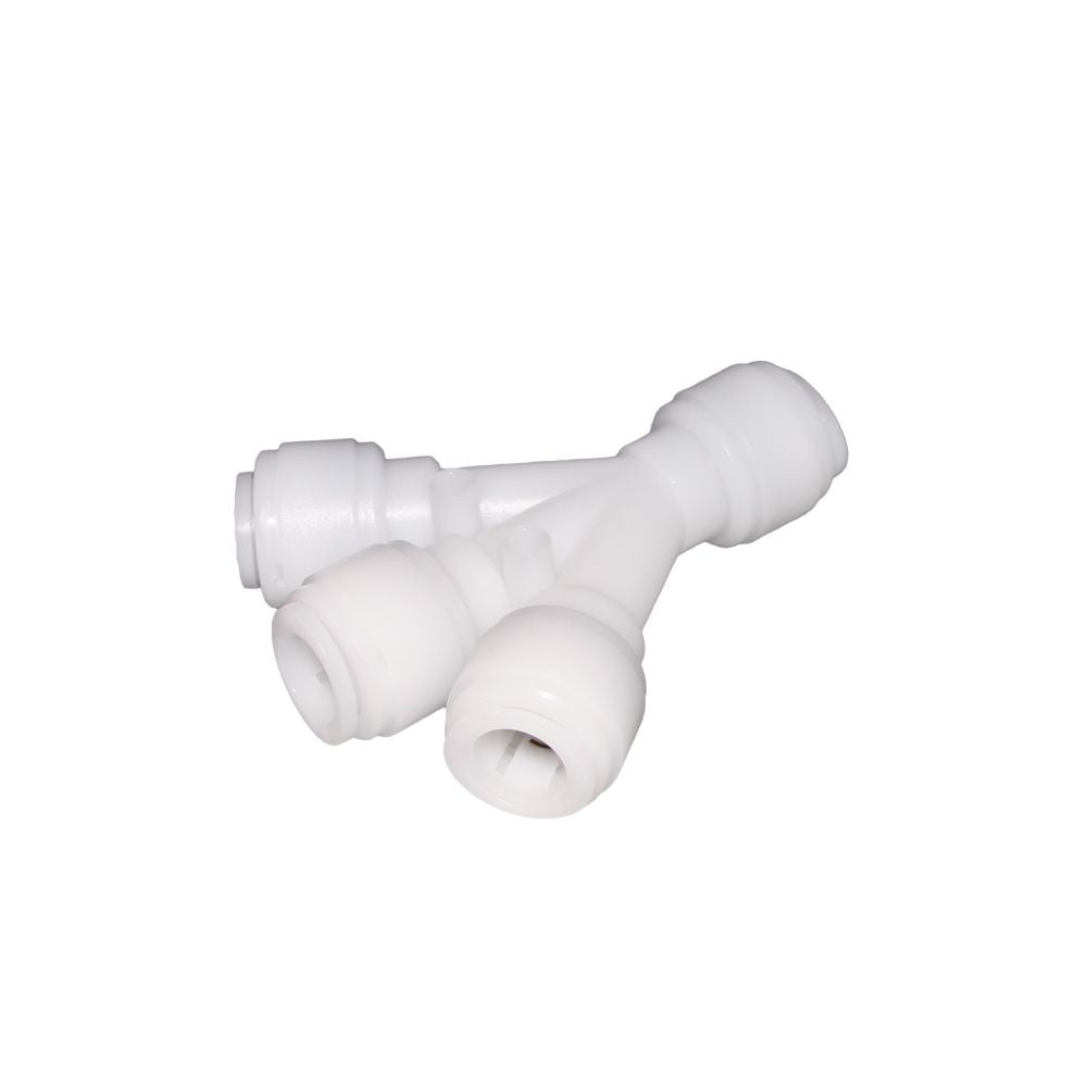 NeoFit Acetal Natural White Three Way Divider 1/2" tube x 3/8" tube