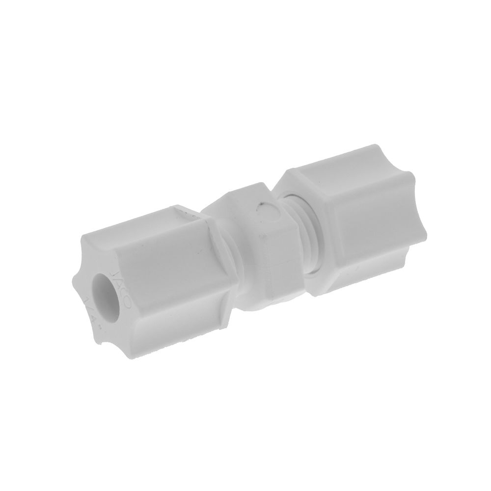 JACO 15-4-P-O Polypropylene Union Connector 1/4 OD Tube x 1/4 OD Tube