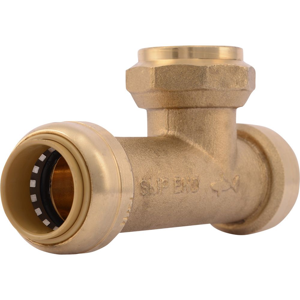 SharkBite® U3486LF Lead-Free Brass Push-to-Connect Female Centre SLIP Tee - 3/4" x 3/4" x 3/4" FPT