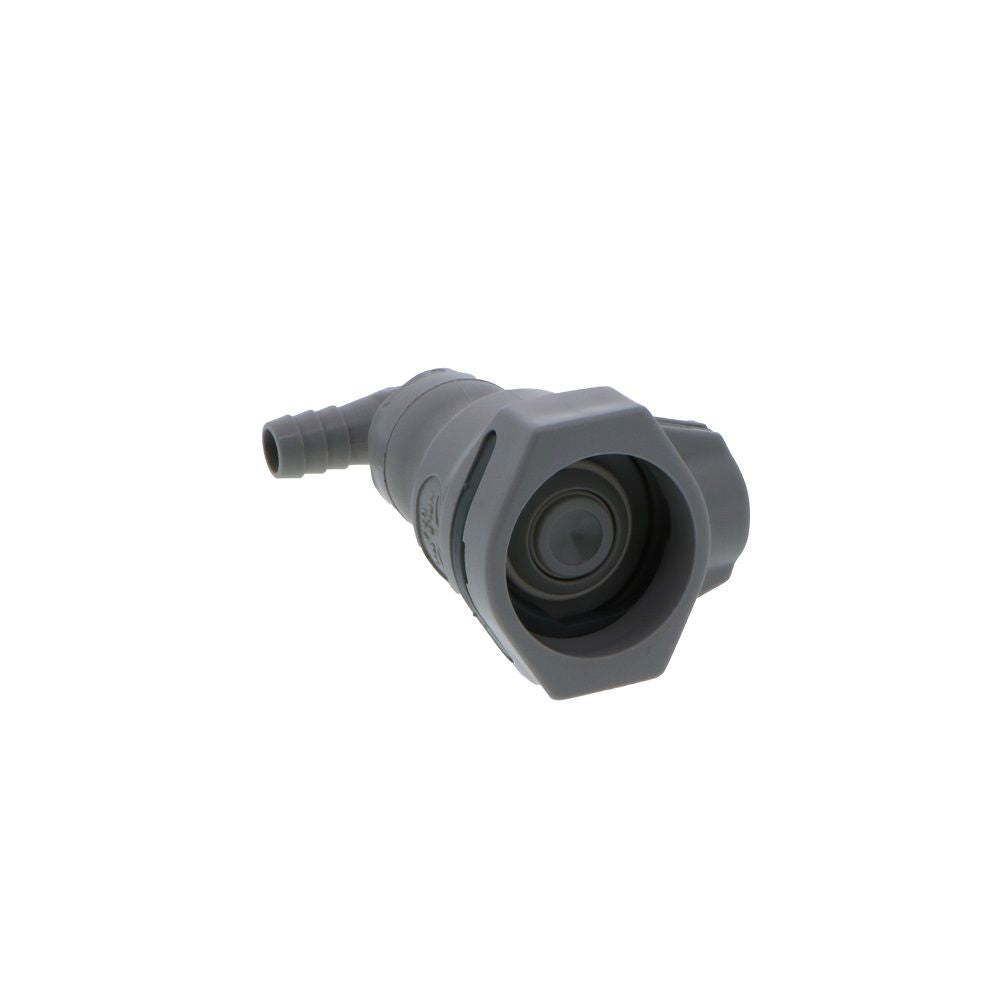 UDC Valved Elbow Hose Barb Coupling Body - 3/8 ID Barb Buna-N O-Ring