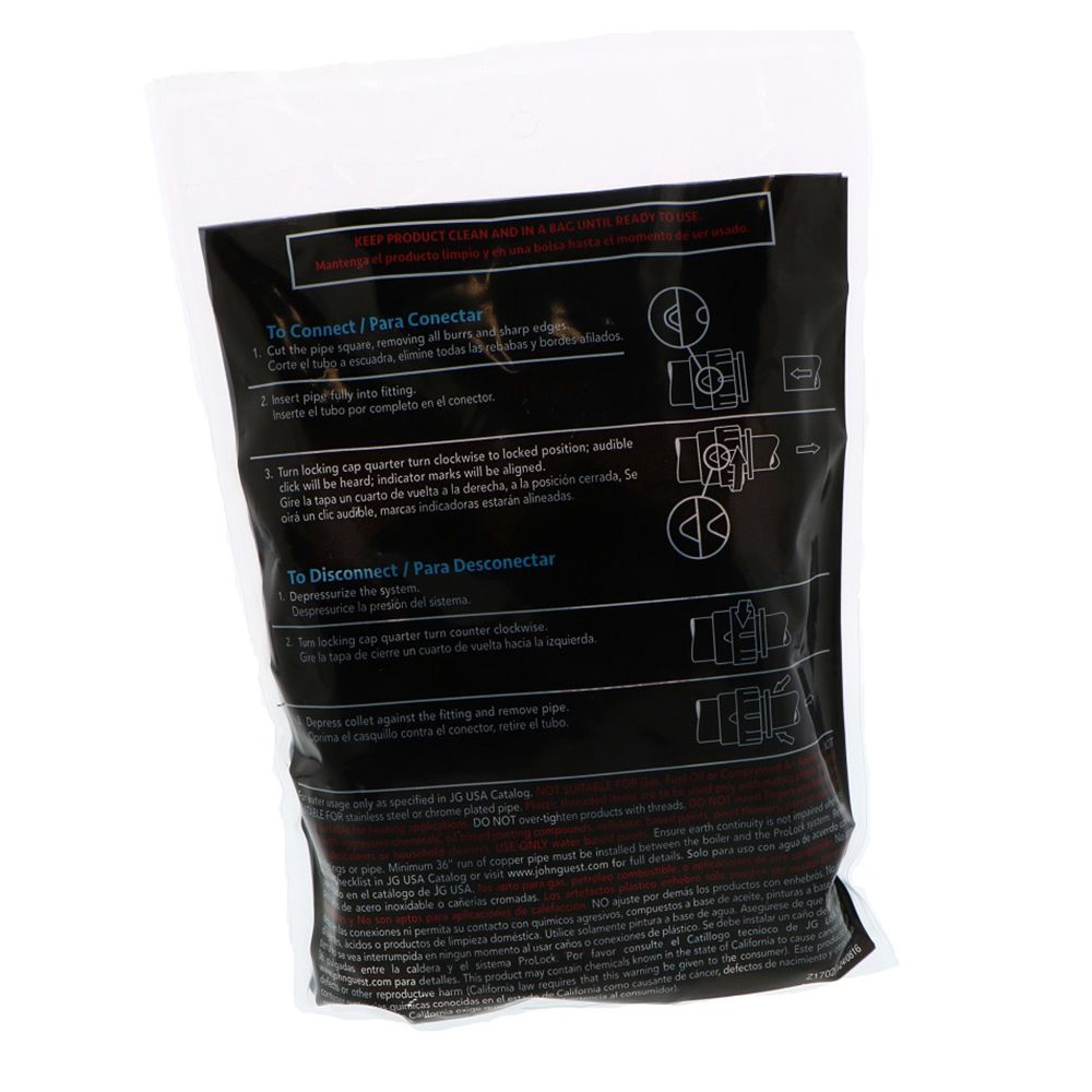 John Guest Black Male Connector - 3/4 CTS x 3/4 NPT