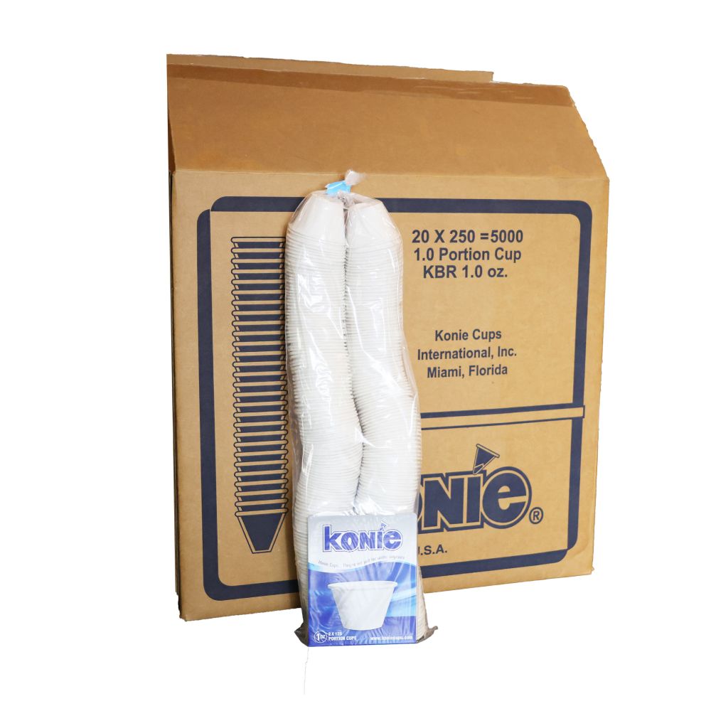 Konie 1.0 oz Paper Souffle Portion Cup - Sleeve or Case