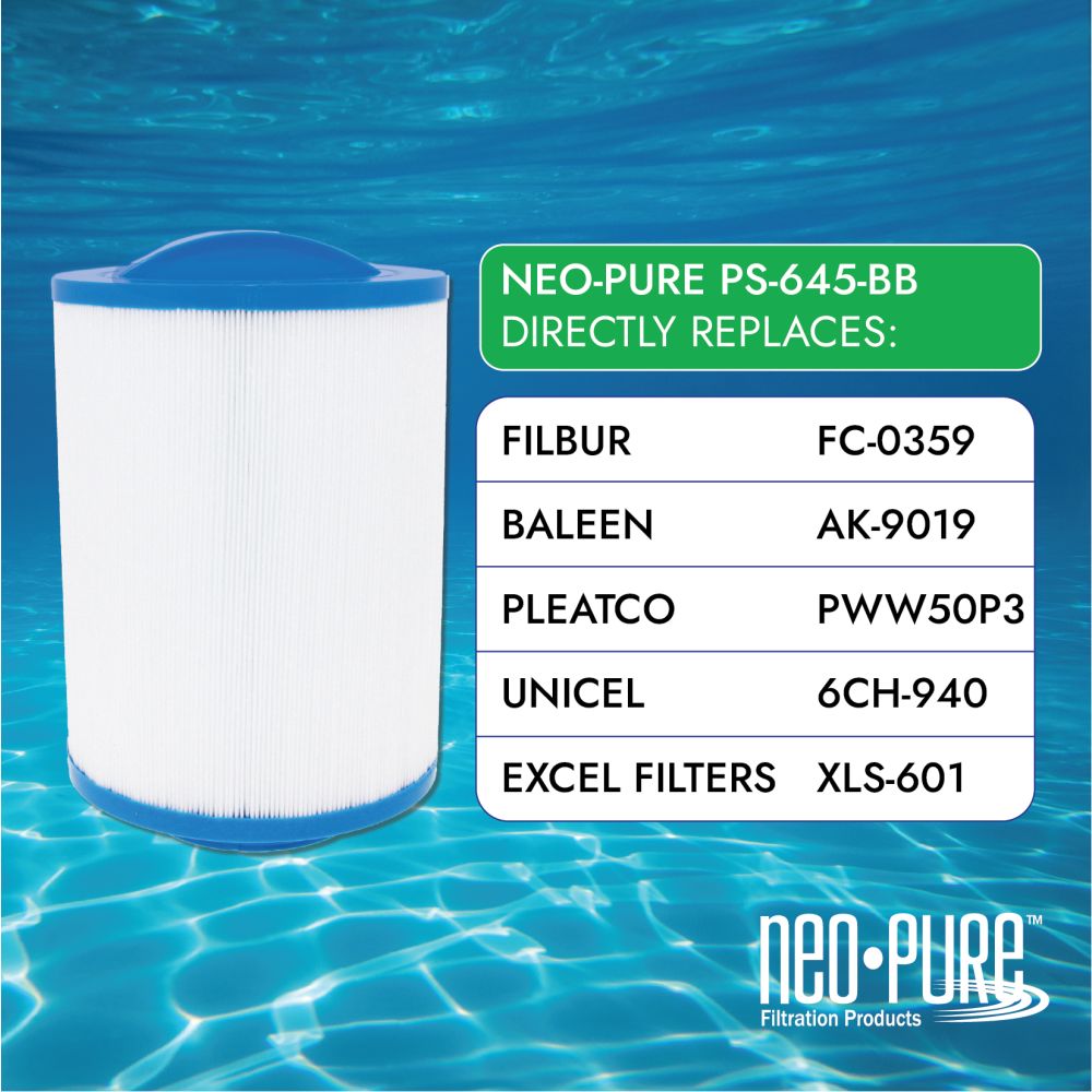 Neo-Pure PS-645-BB Pool and Spa Filter 6” x 8-1/4”