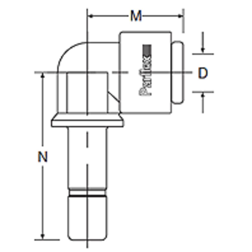 Kynar PVDF Tube Elbow Union Stem - 3/8 x 1/4