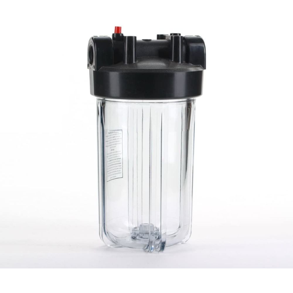 HF45-10CLBK10PR Water Filter Housing 10" - 1" Ports, Clear Body w/PR
