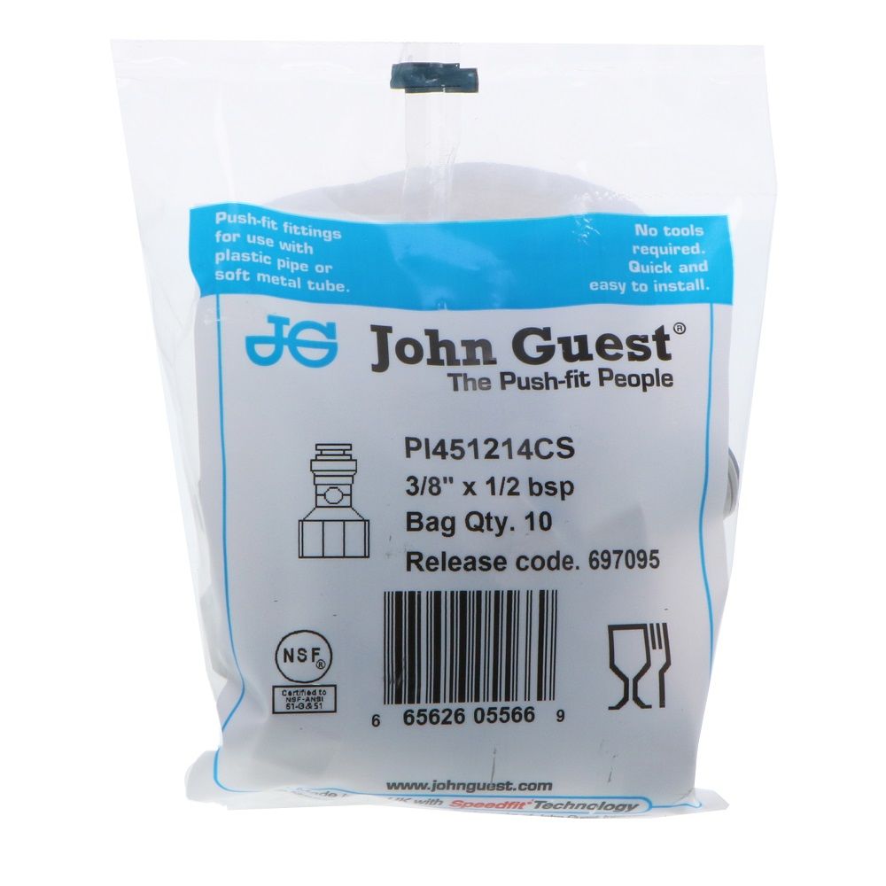John Guest Female Adapter-Cone End BSPP - 3/8 x 1/2 BSPP