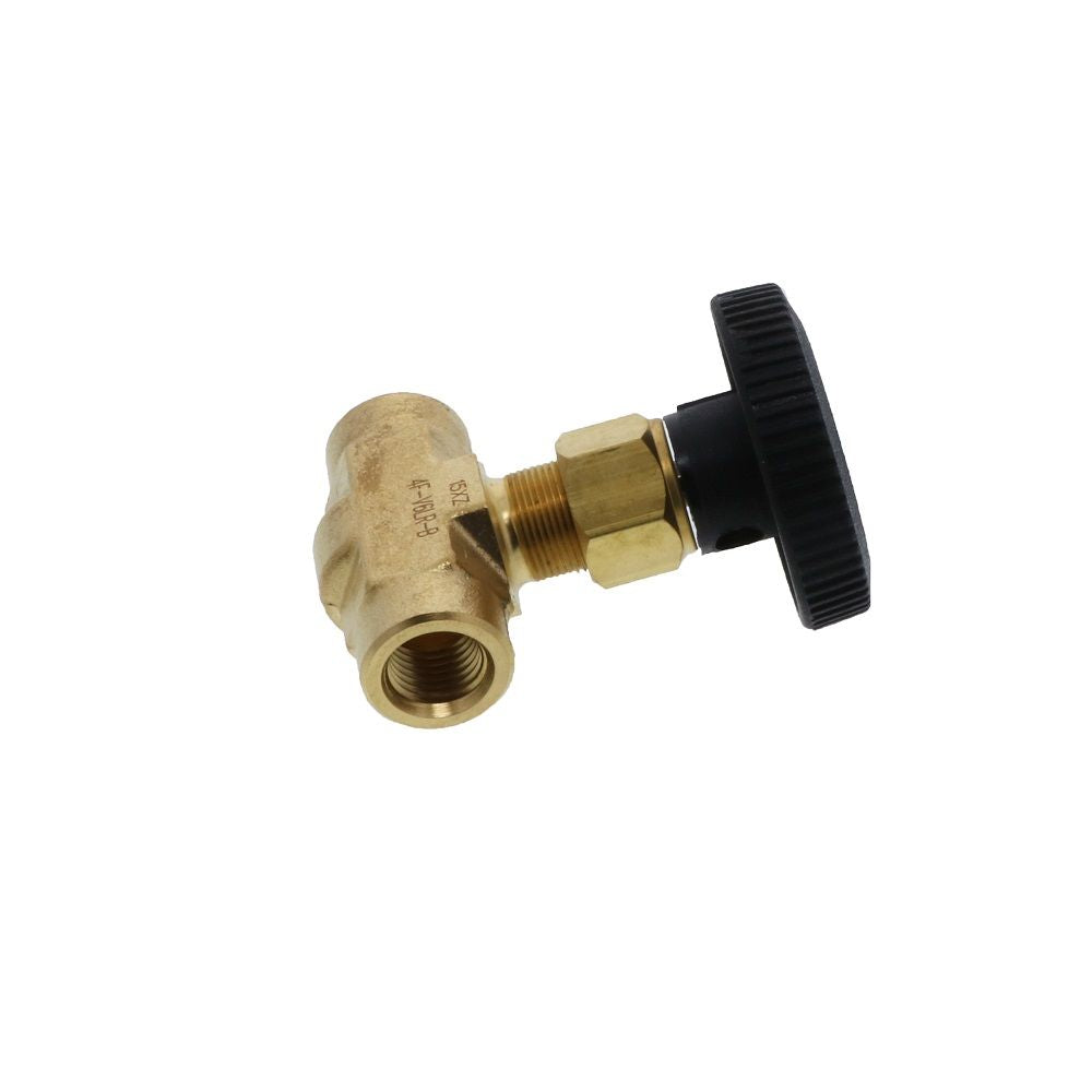 Parker 4F-V6LR-B V6 Series Inline Brass Needle Valve 1/4 FPT Blunt Stem with Hand Wheel