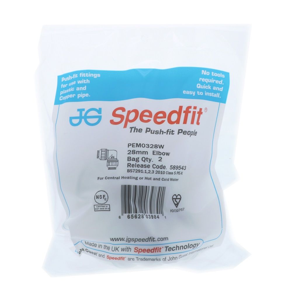 John Guest Union Elbow - 28mm