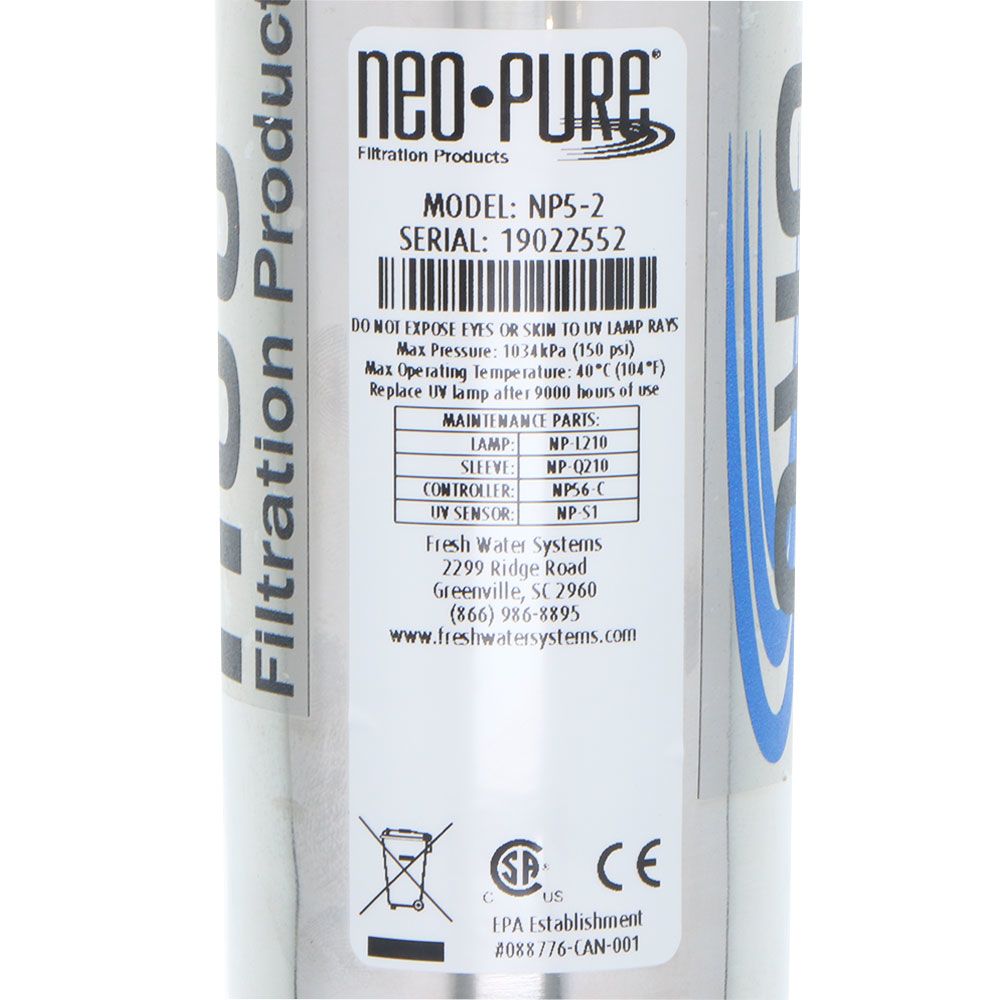Neo-Pure NP5-2 UV Disinfection System - 2 GPM