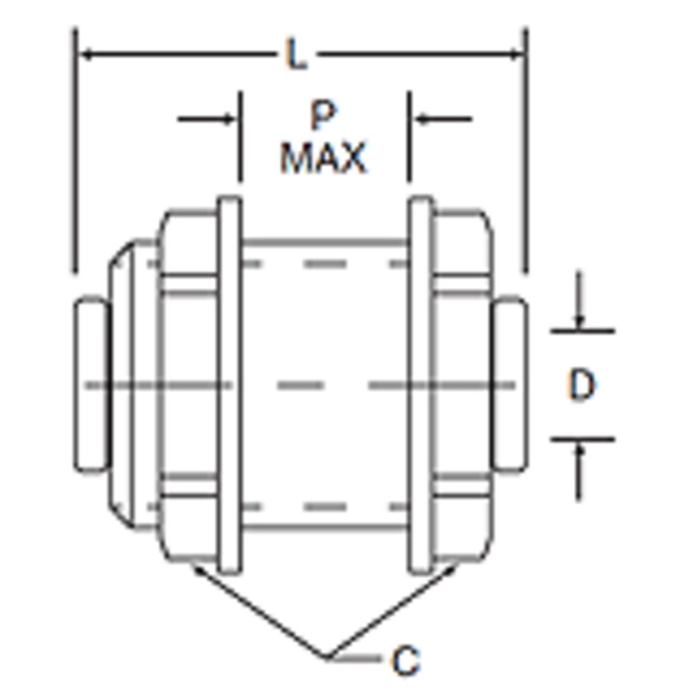 Kynar PVDF Bulkhead Union - 1/4 x 1/4